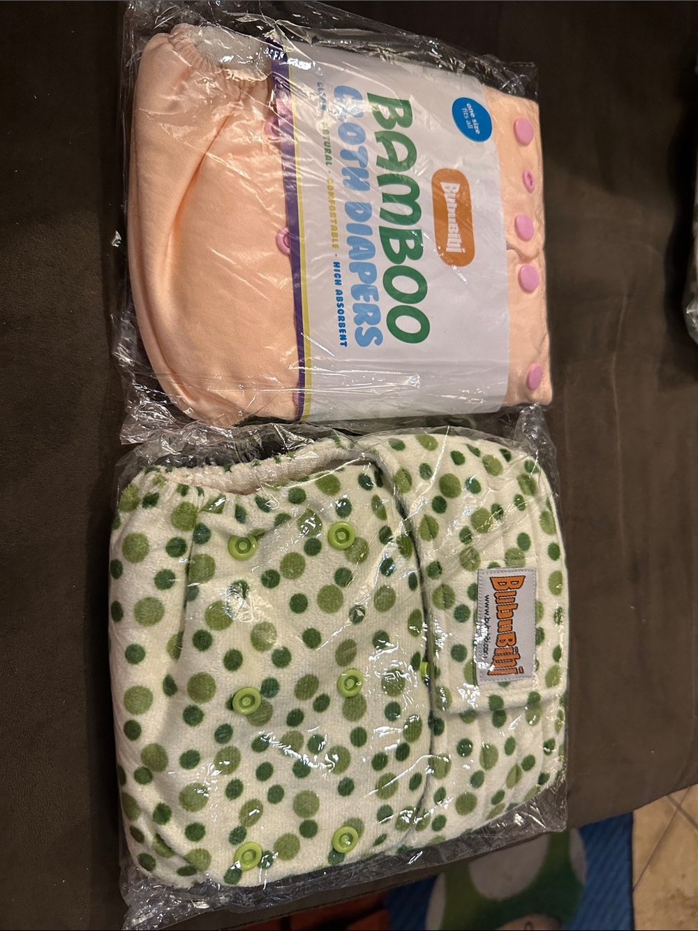 BumGenius Diaper Covers in Peach & Green Polka Dot